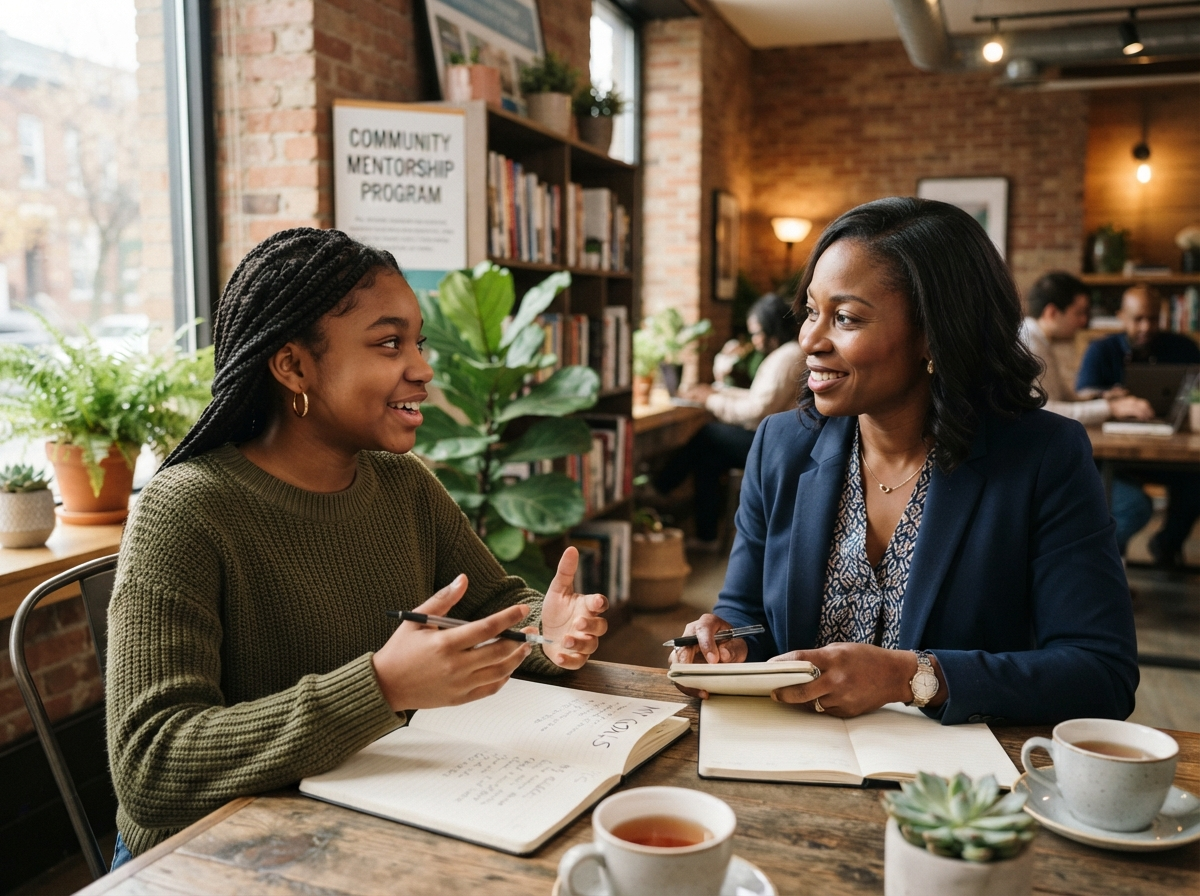 Mentor connecting with a young girl