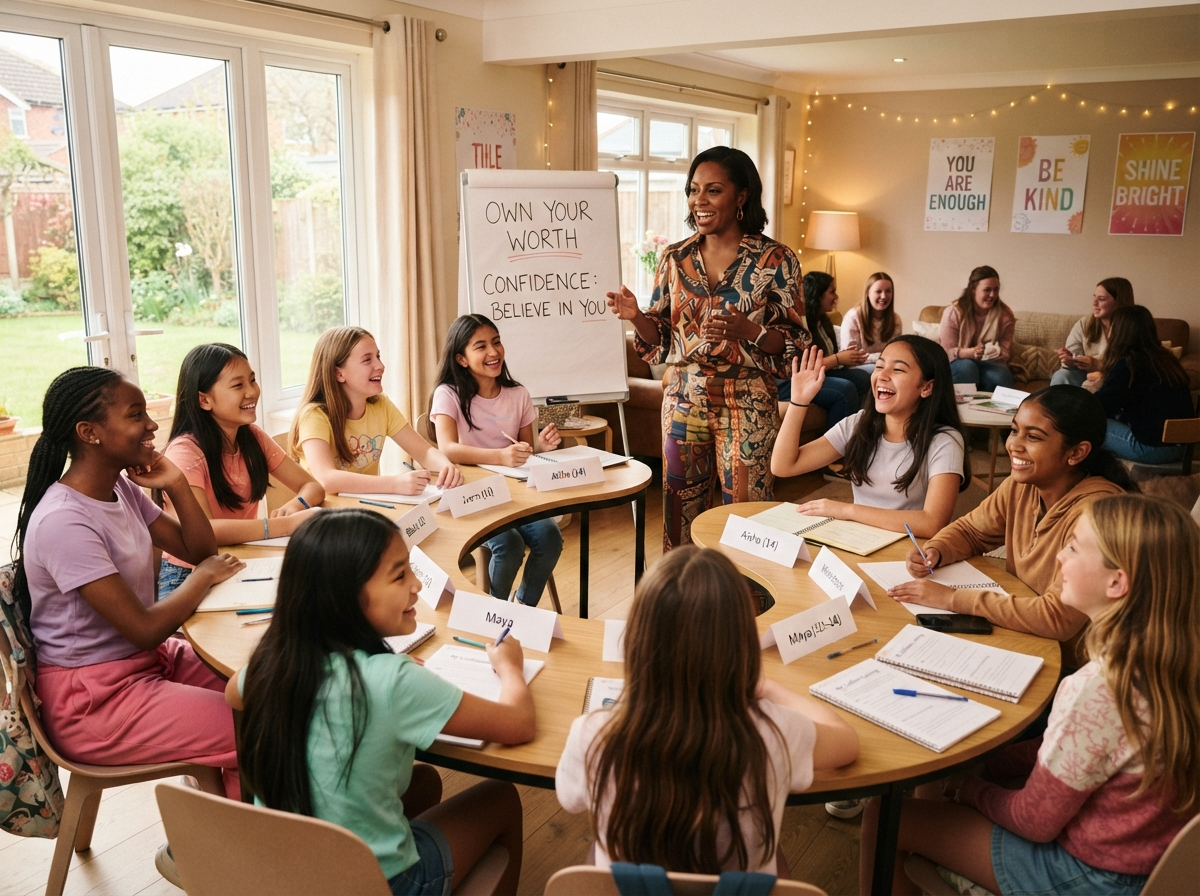 Girls in a workshop learning together