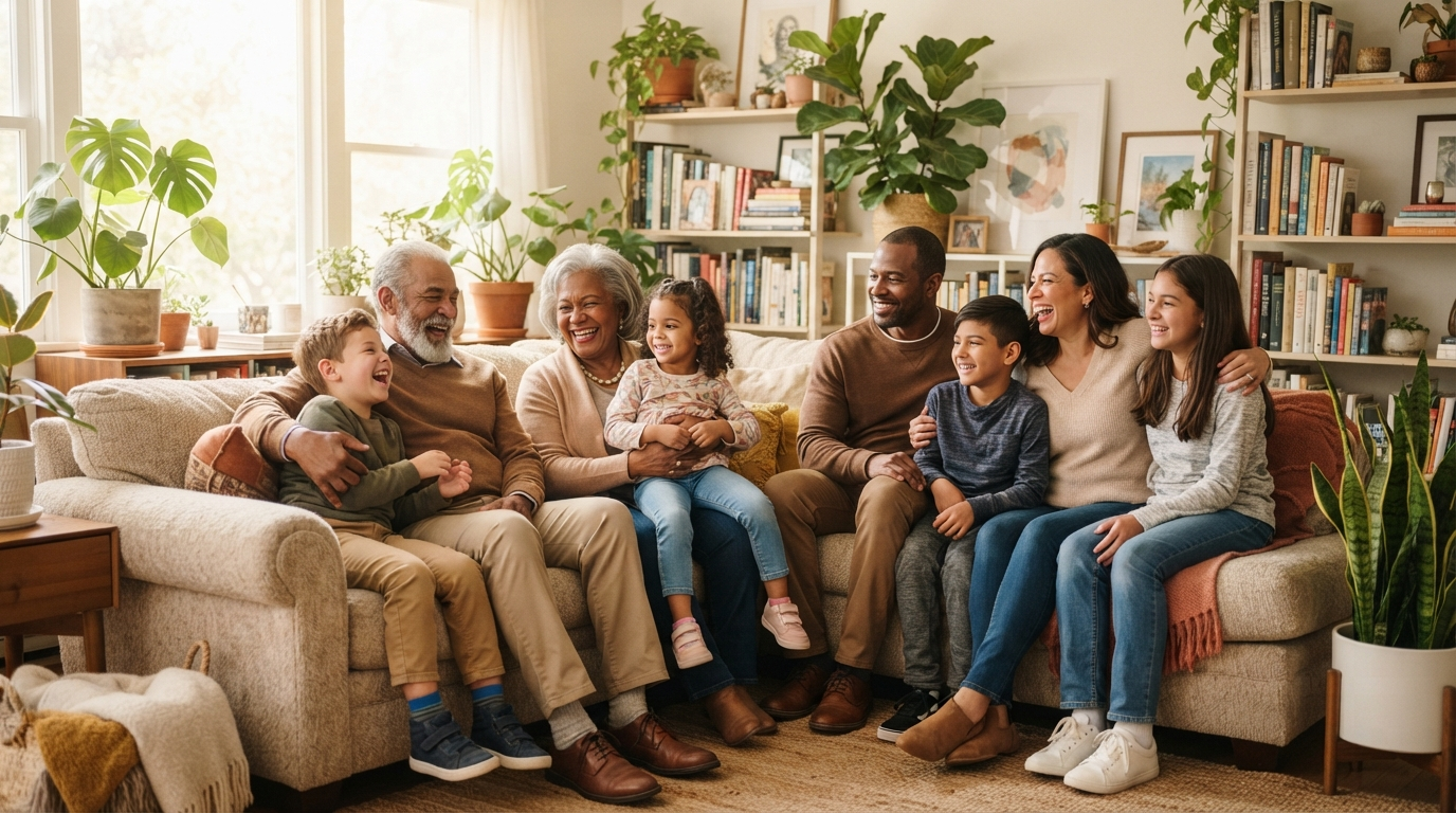 Diverse family enjoying time together