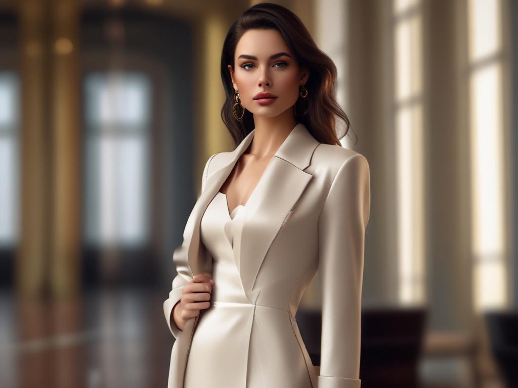 A stunning, elegant woman in a luxurious setting, exuding confidence