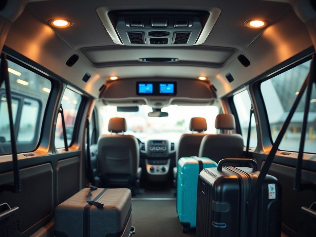 A detailed close up shot of a spacious van ready