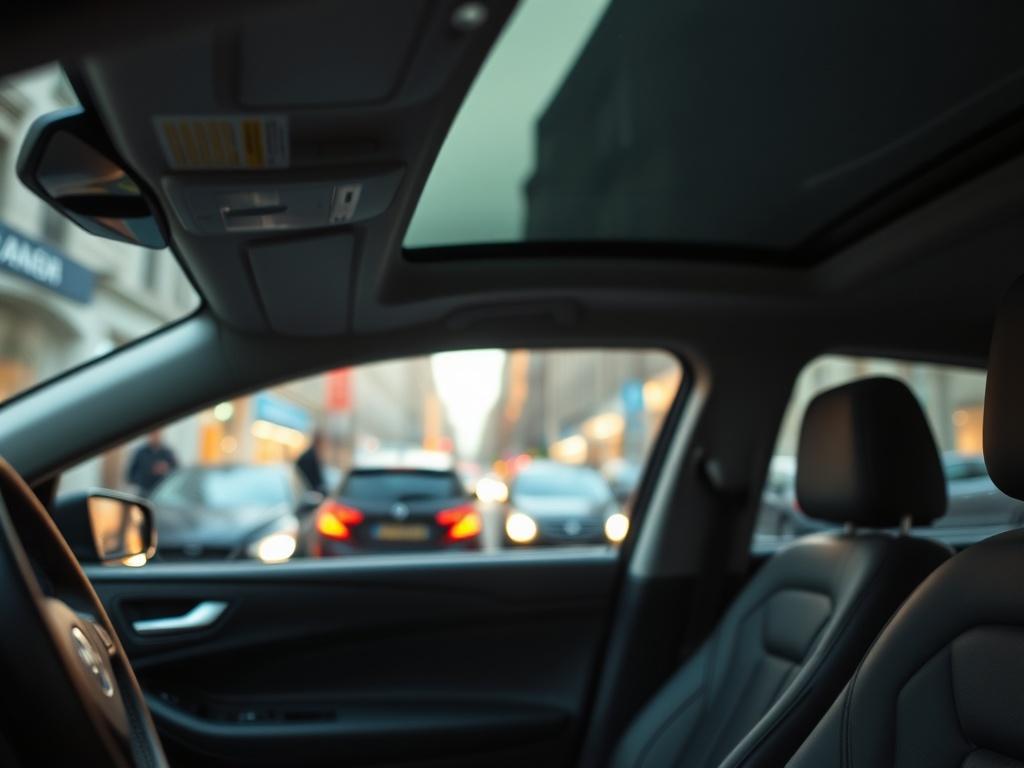 A close up of a modern taxi in Lille, focusing