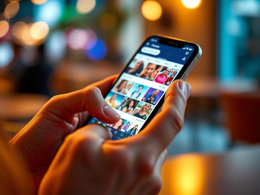 A close up shot of a person using a smartphone,