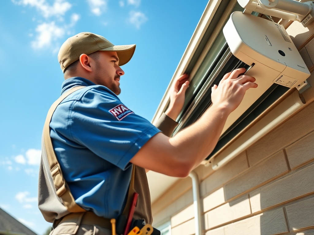 Professional HVAC technician performing emergency AC repair
