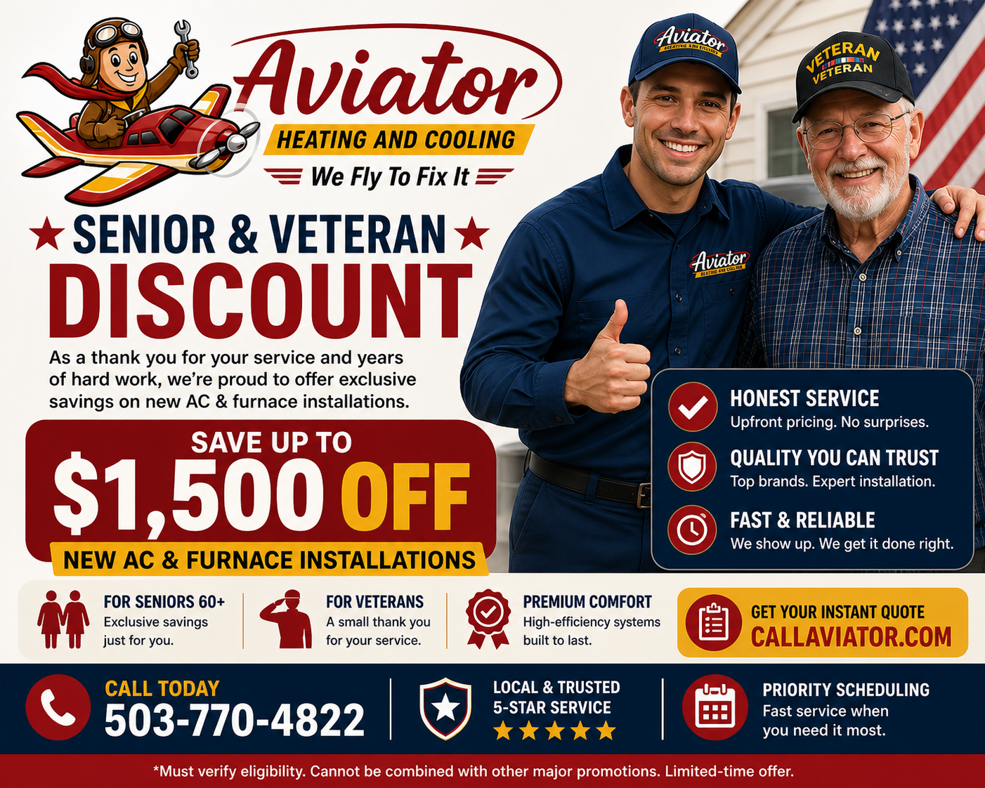 Veteran and Senior Discounts - AC & Furnace Installation