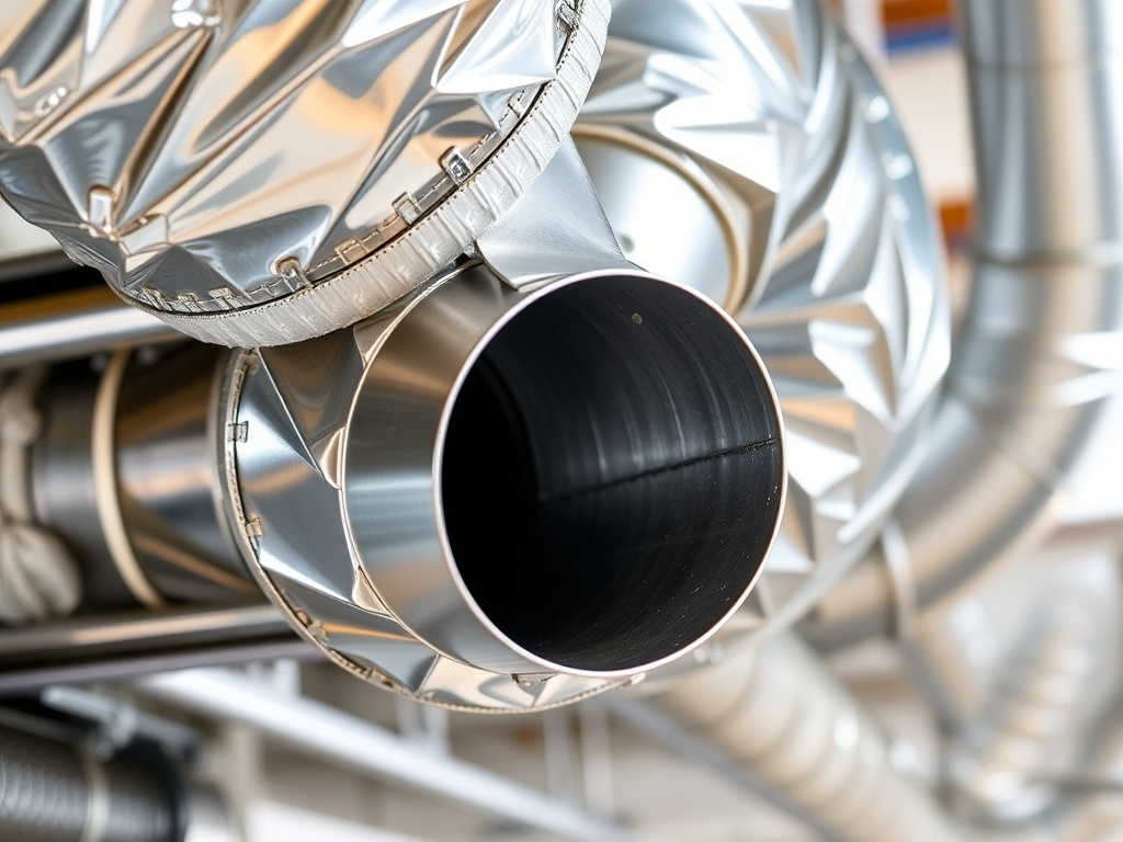 Sheet metal ductwork installation showing galvanized steel ducts with visible seams