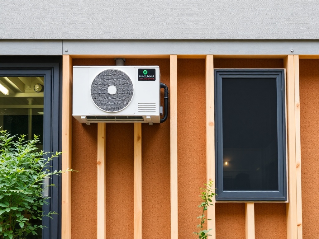 Ductless mini-split system with wall-mounted indoor unit and outdoor condenser