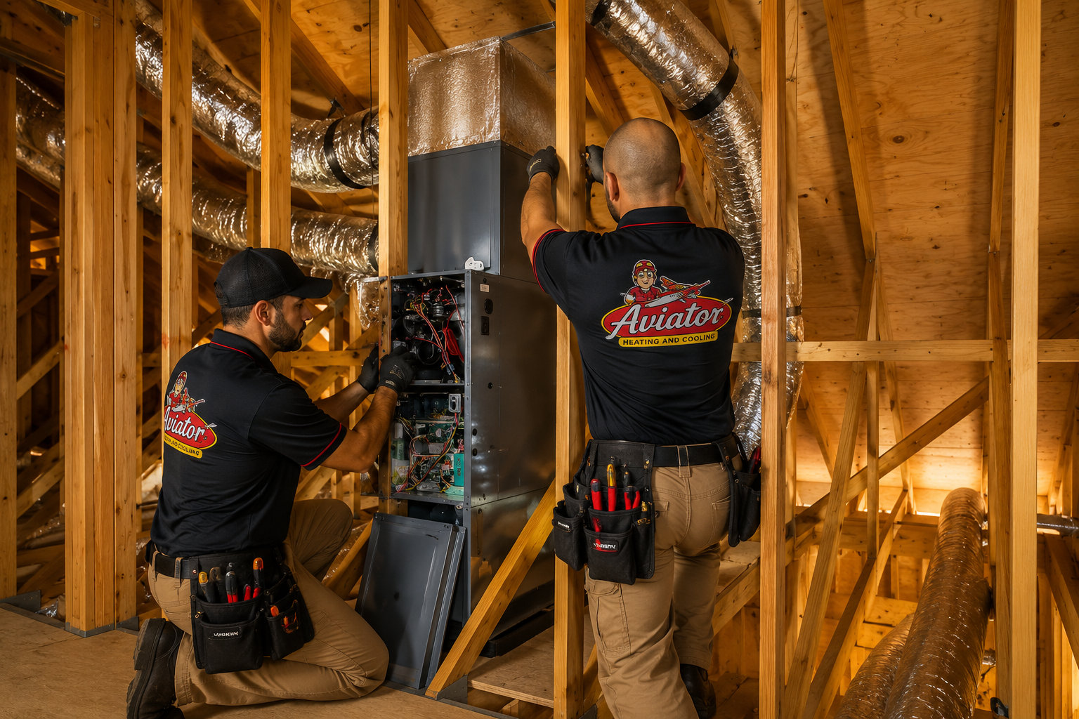 Completed HVAC system in a finished new residential home