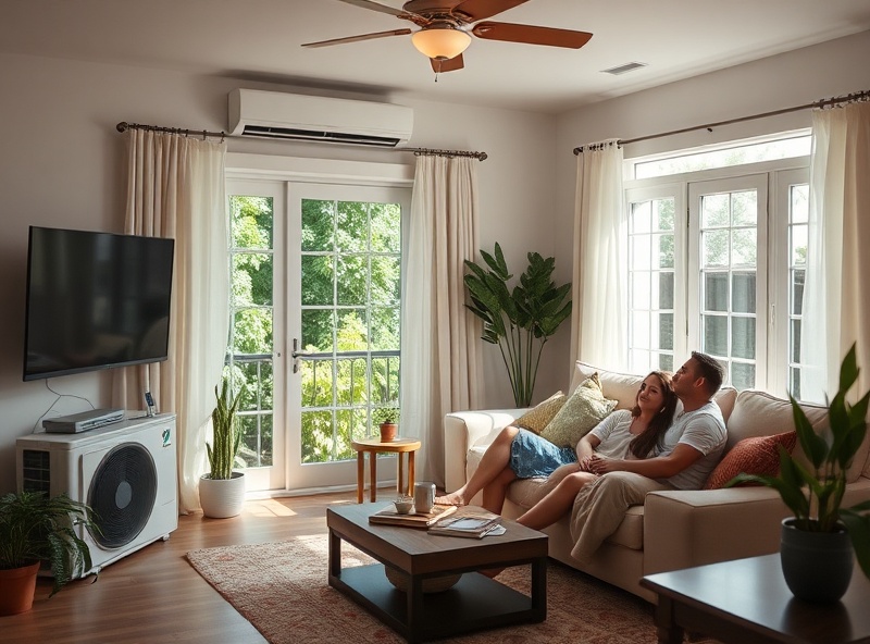 Family enjoying cool, comfortable home