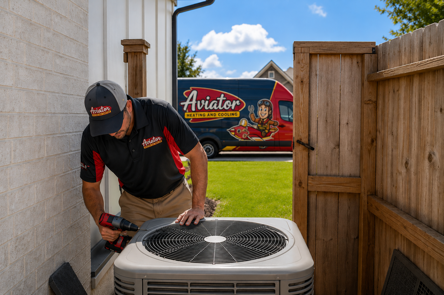 Aviator Heating and Cooling Brand Badge - Your Comfort Captain
