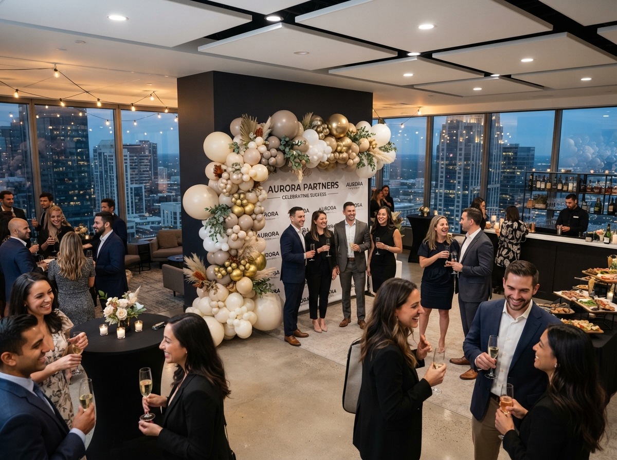 Modern corporate office party celebration