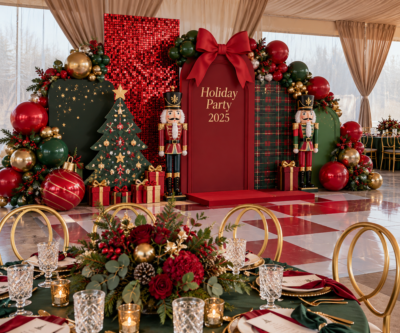 Elegant holiday party setup