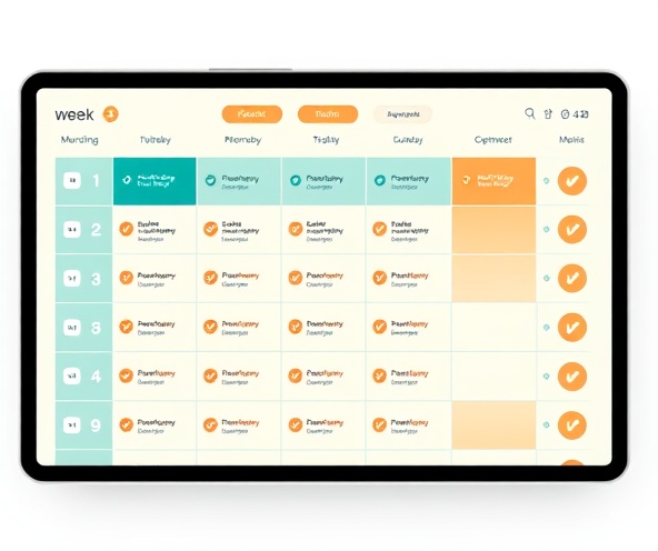 Stylized study planner showing nursing topics and progress tracking