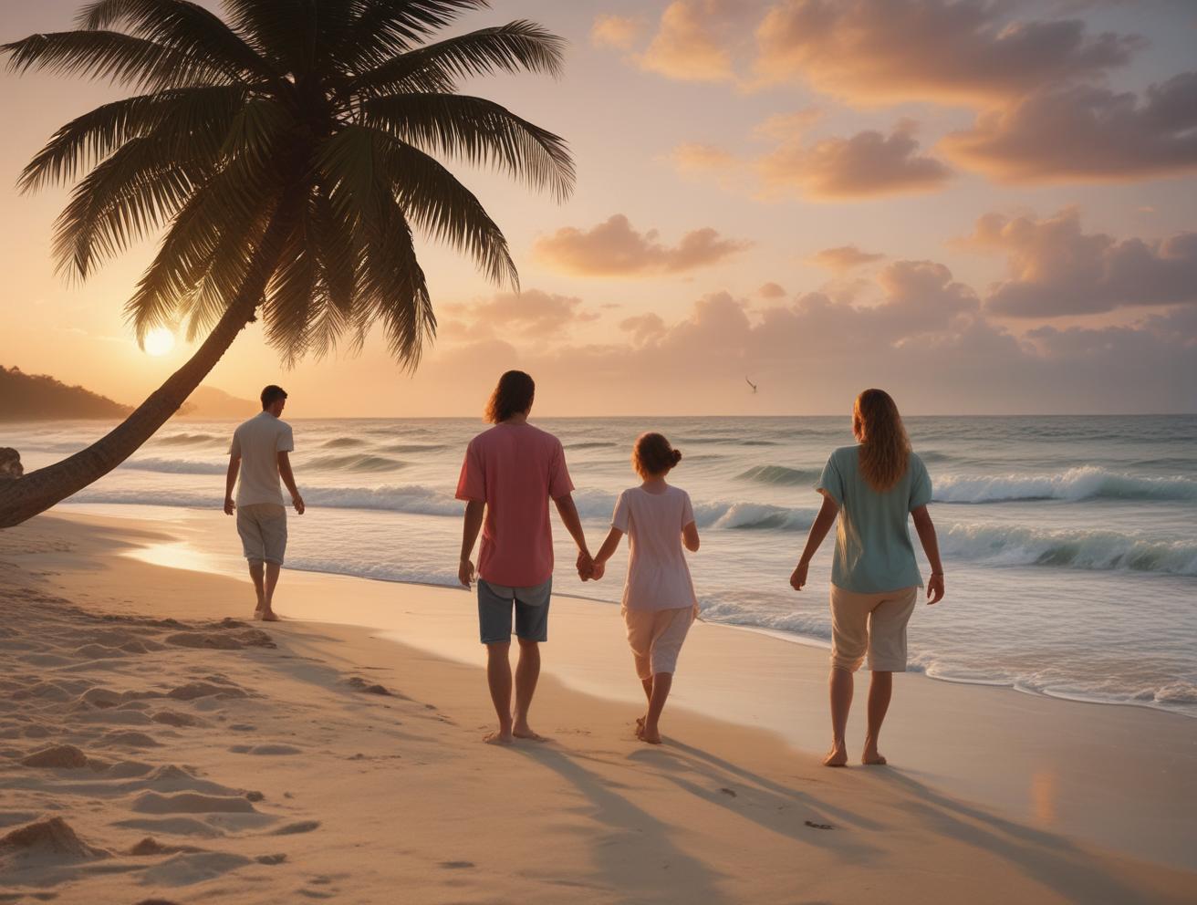 family vacation photography, tropical beach, sunset photography