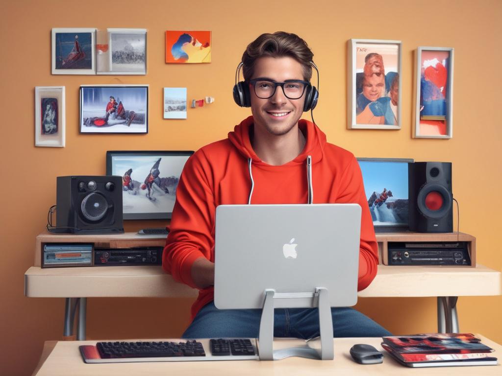 A lifelike, high resolution image of a confident YouTube creator