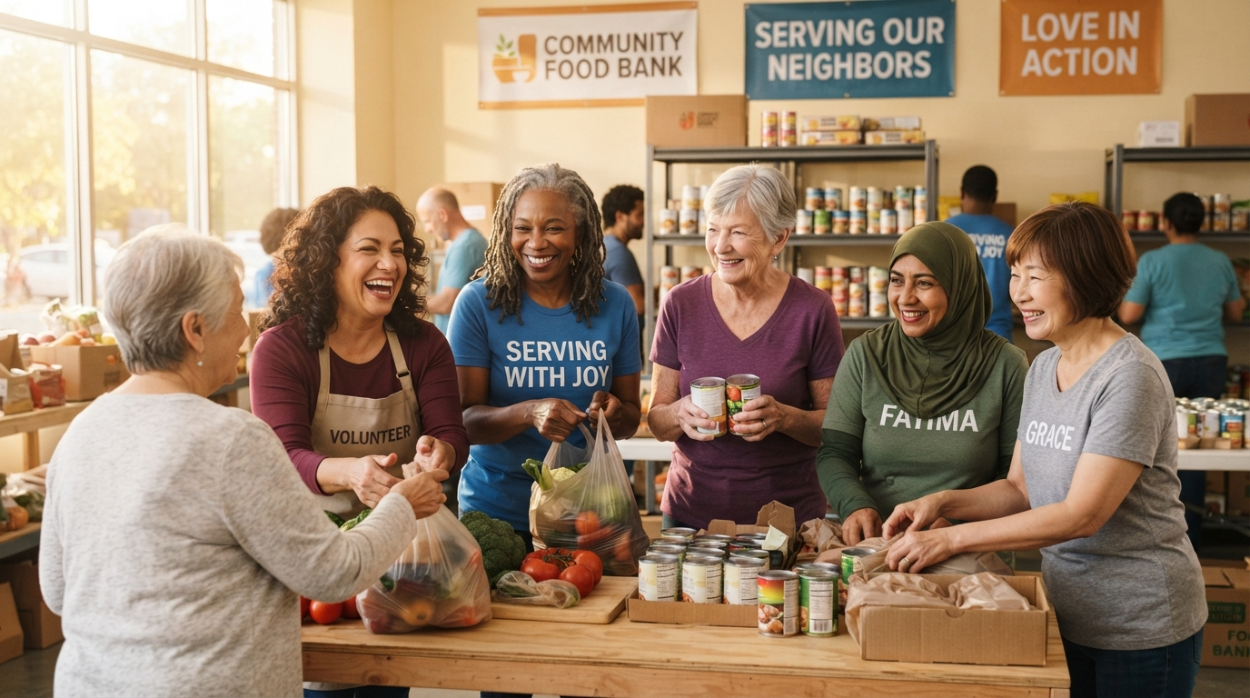 Women serving together in community outreach