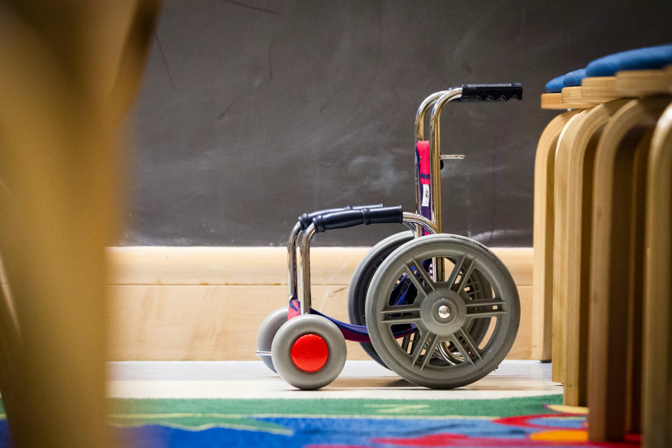 Toy Wheelchair. Toys as well as art and craft materials are available to help pediatric cancer patients cope with their treatment at the NIH Clinical Center. Photographer Daniel Sone