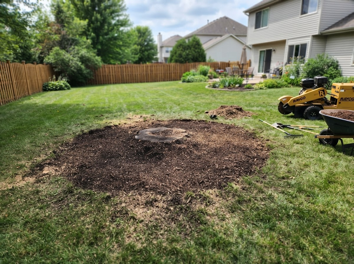 Professional stump grinding service completed by Alvarez Tree Service