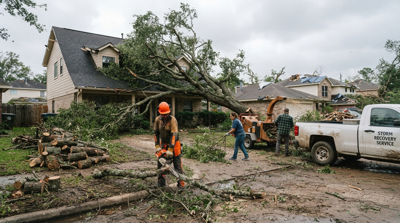 Professional storm damage cleanup by Alvarez Tree Service
