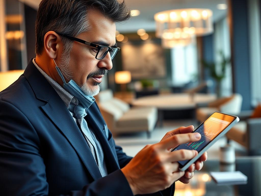 A close up shot of a professional consultant analyzing data