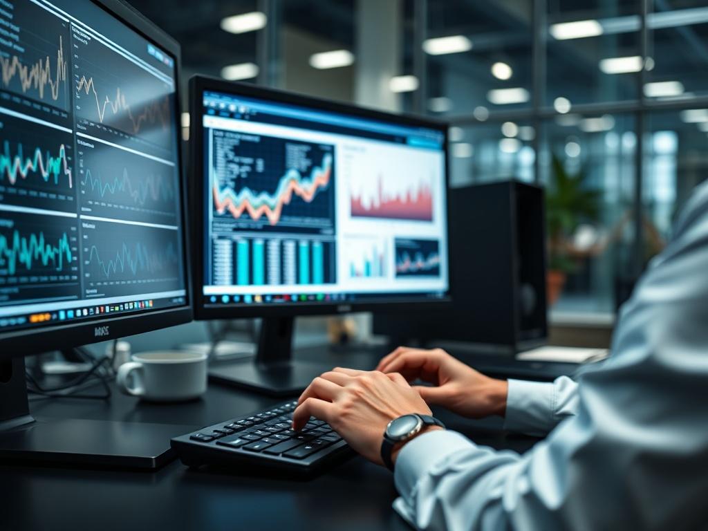 A close up shot of a digital analyst working on