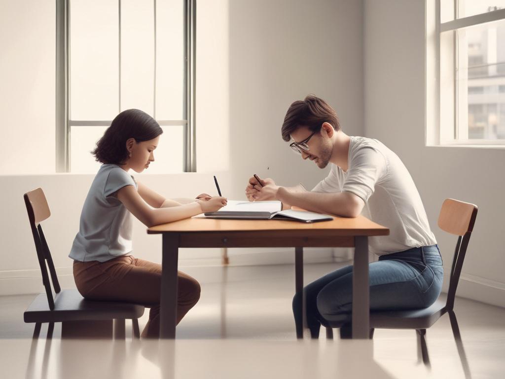 a professional tutor helping a young student with homework at