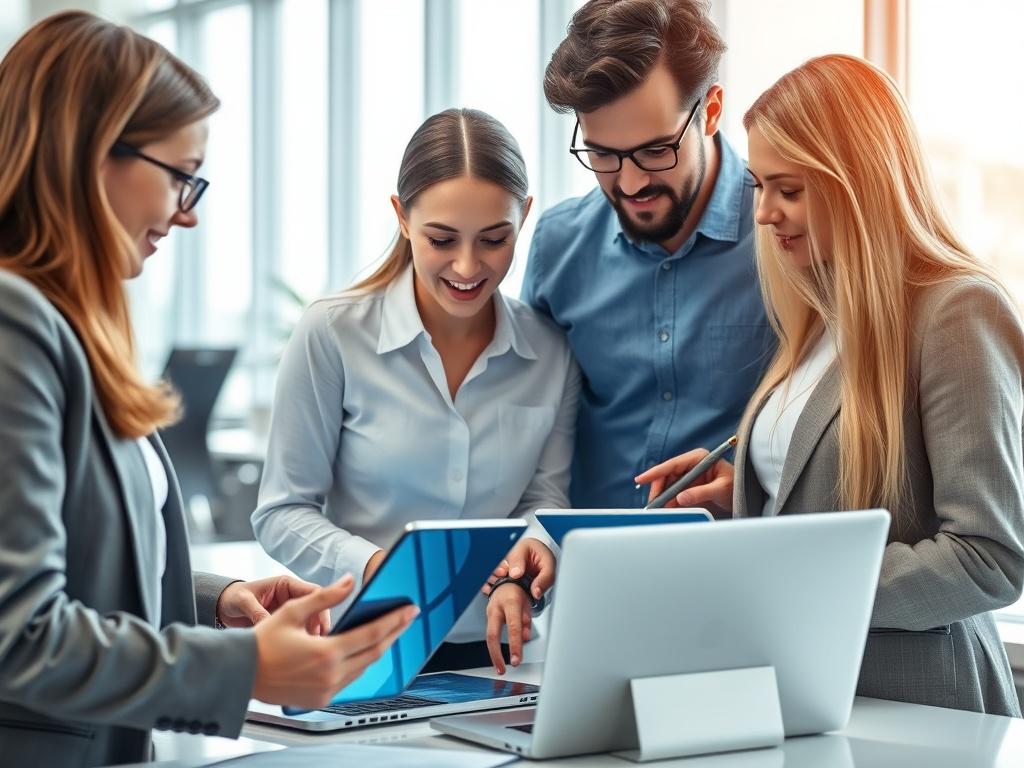 A close up image of a group of professionals collaborating