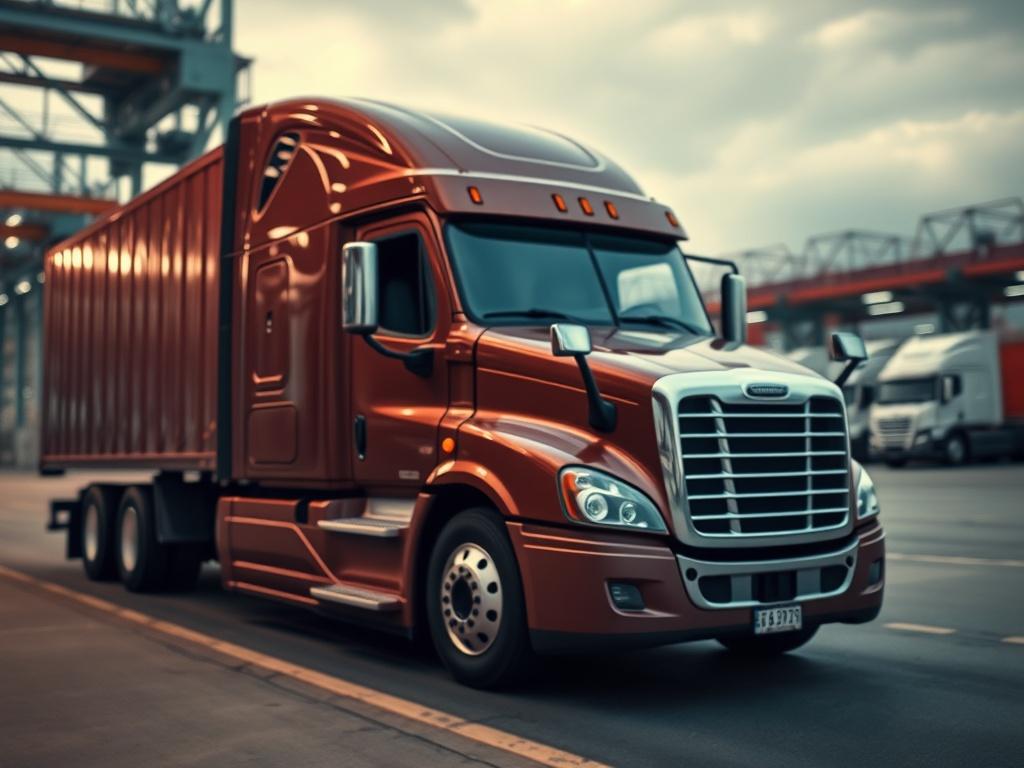 A hyper realistic close up of a modern commercial truck