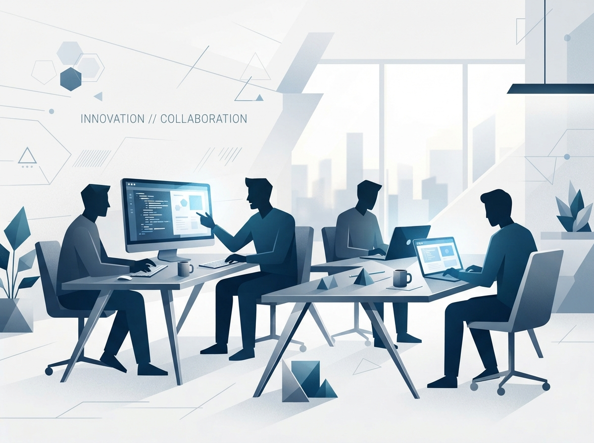 Team of developers collaborating on Android projects