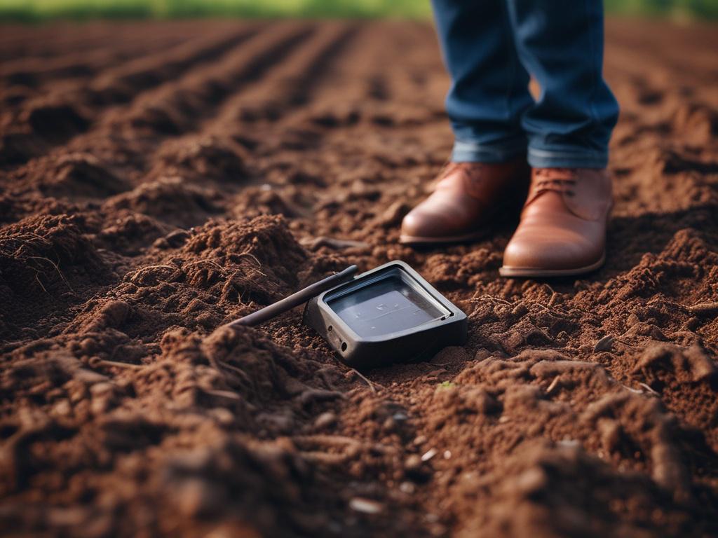 A close up shot of a high tech soil sensor