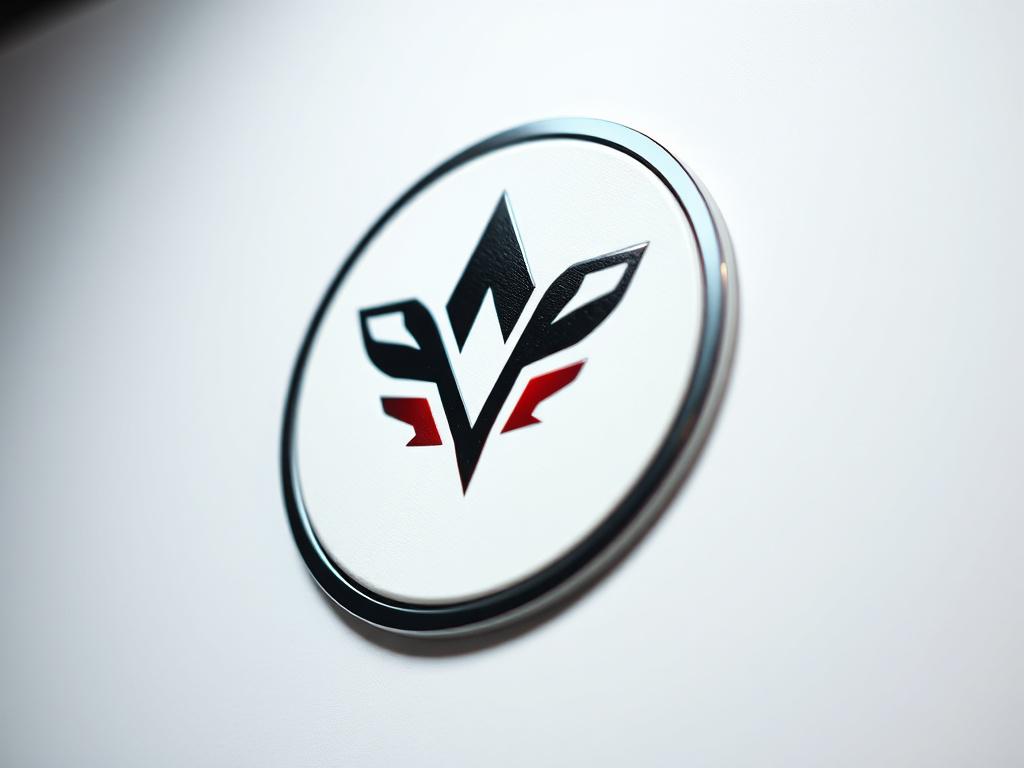 A close-up shot of a beautifully designed logo on a clean white background. The logo should feature unique graphics and colors, with no text included. The image should be rendered in hyper-realistic quality, using a 45mm f/1.2 lens style to highlight the logo details.
