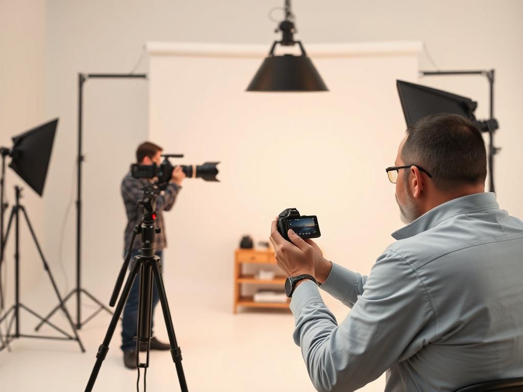 A realistic high resolution image of a professional photographer capturing