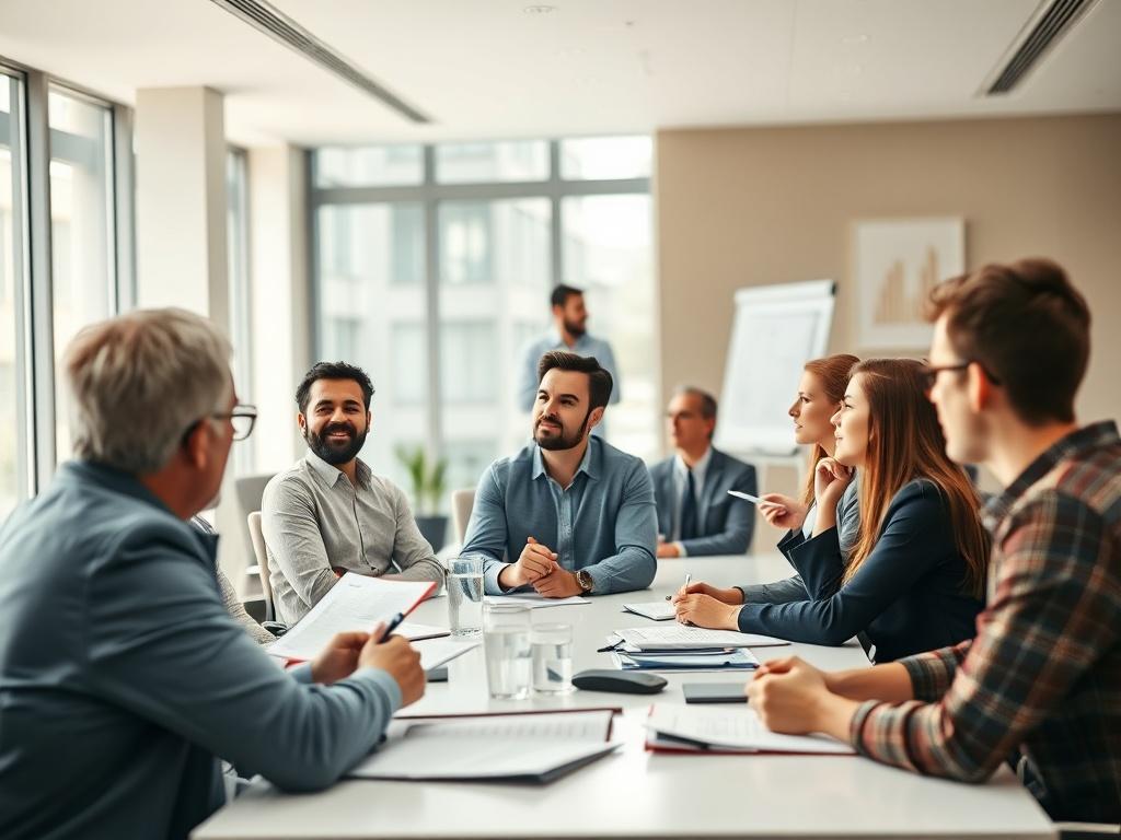 A group of employees engaged in a training workshop, sitting