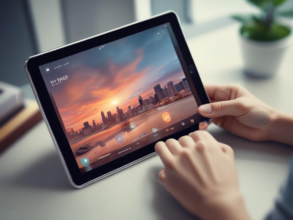 A user interacting with a sleek digital interface on a