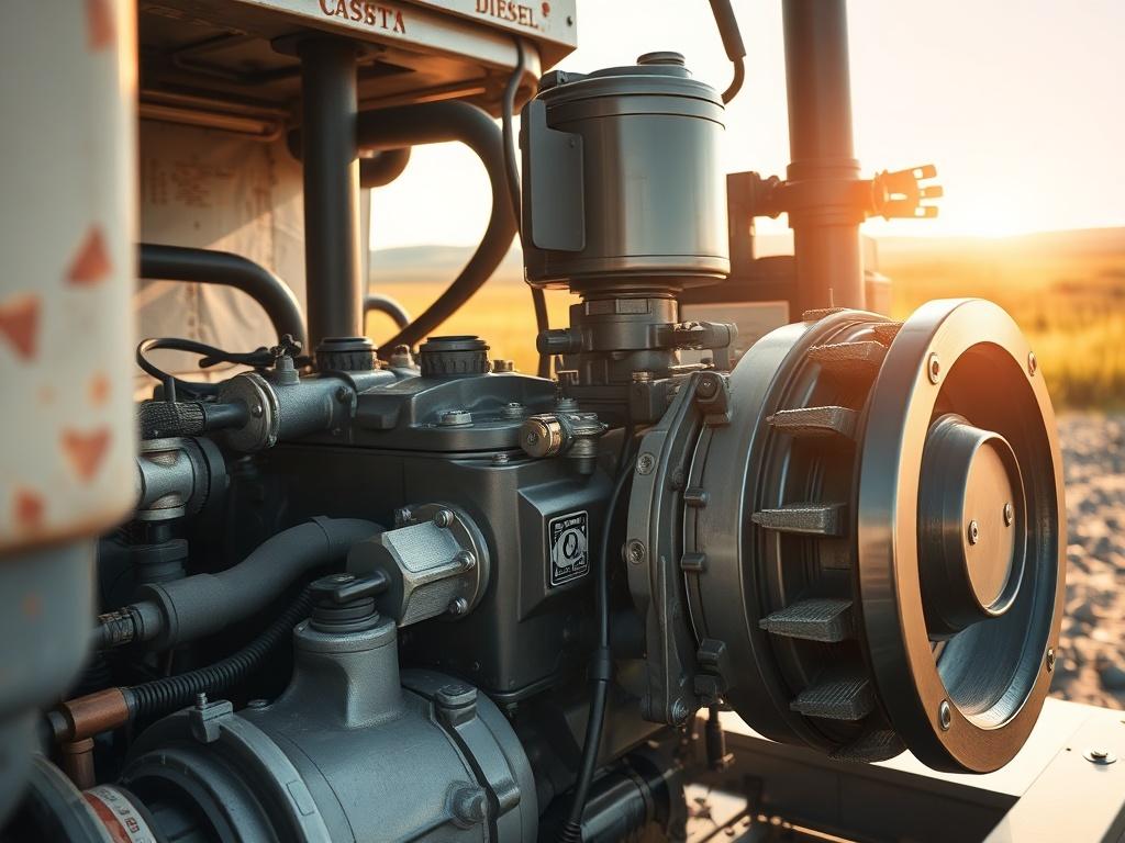 A high resolution image of a diesel engine running smoothly,