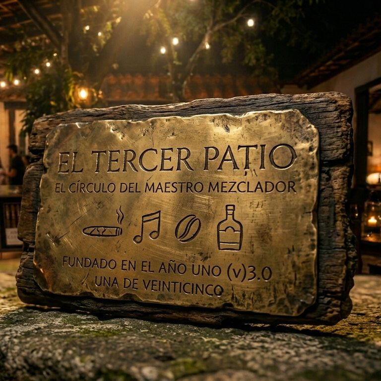 Master Blender's Circle exclusive seal with bronze medallion and volcanic patterns