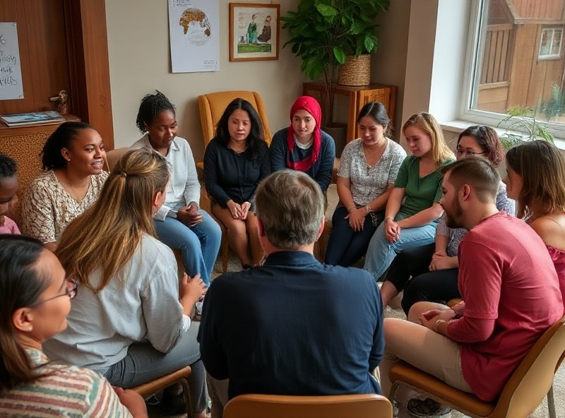 Community members in a supportive gathering