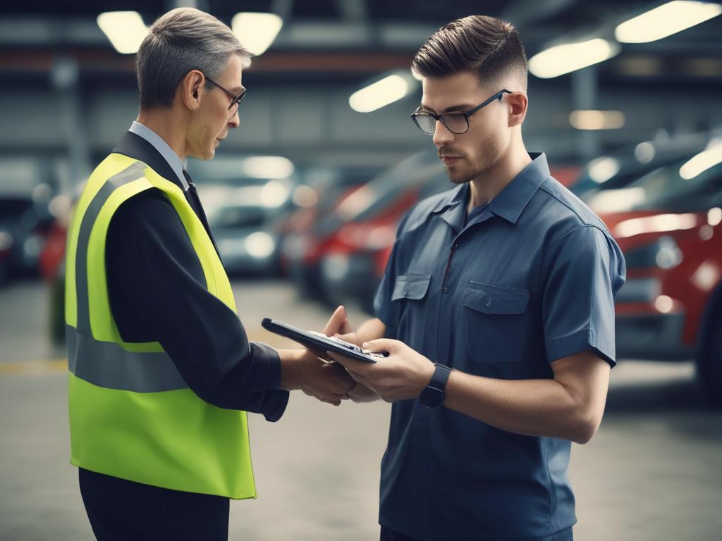 A hyper realistic close up of a fleet manager using