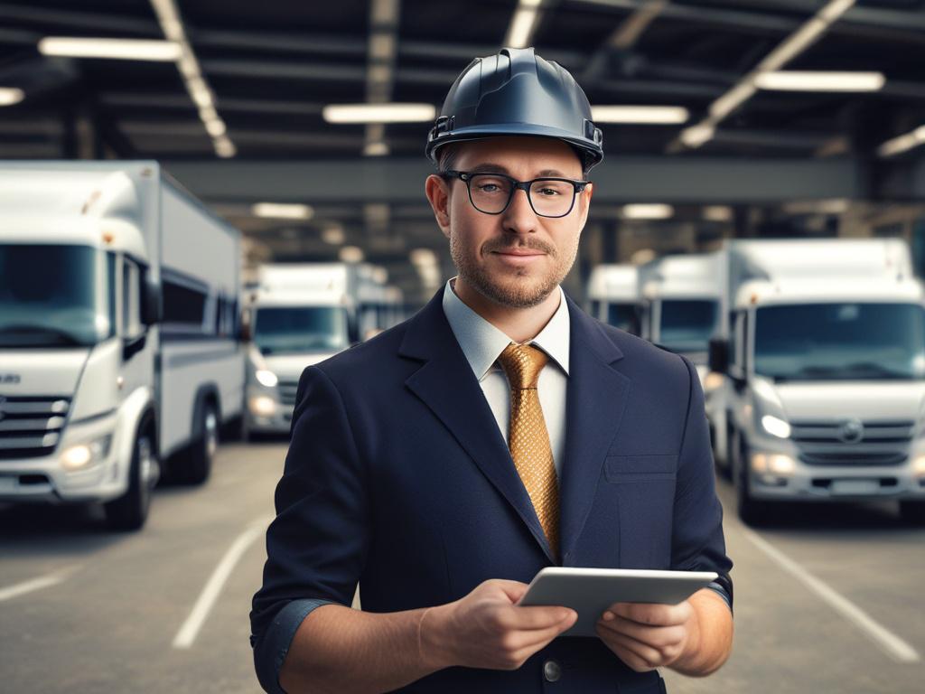 A close up shot of a truck fleet manager using