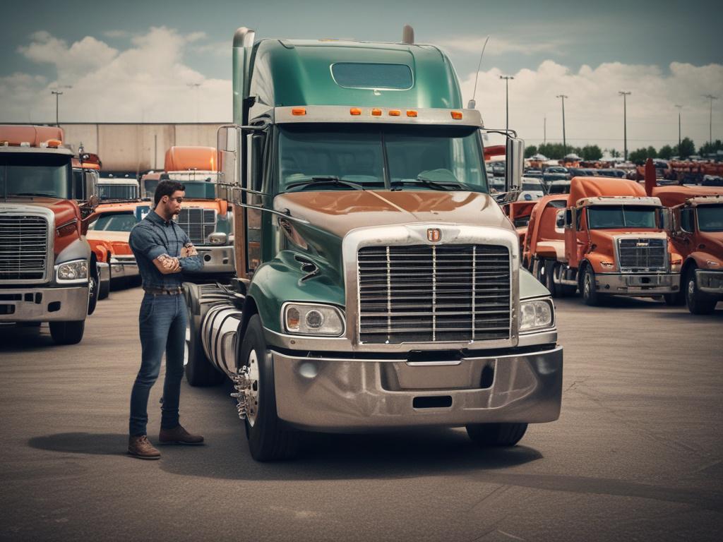 A close up, hyper realistic of a modern semi truck