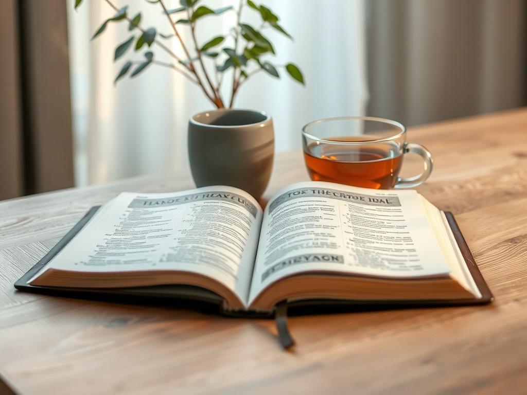 A high resolution image showcasing an open Bible on a