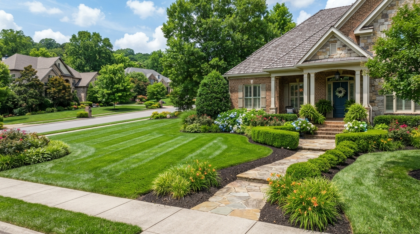 Beautiful landscaped lawn