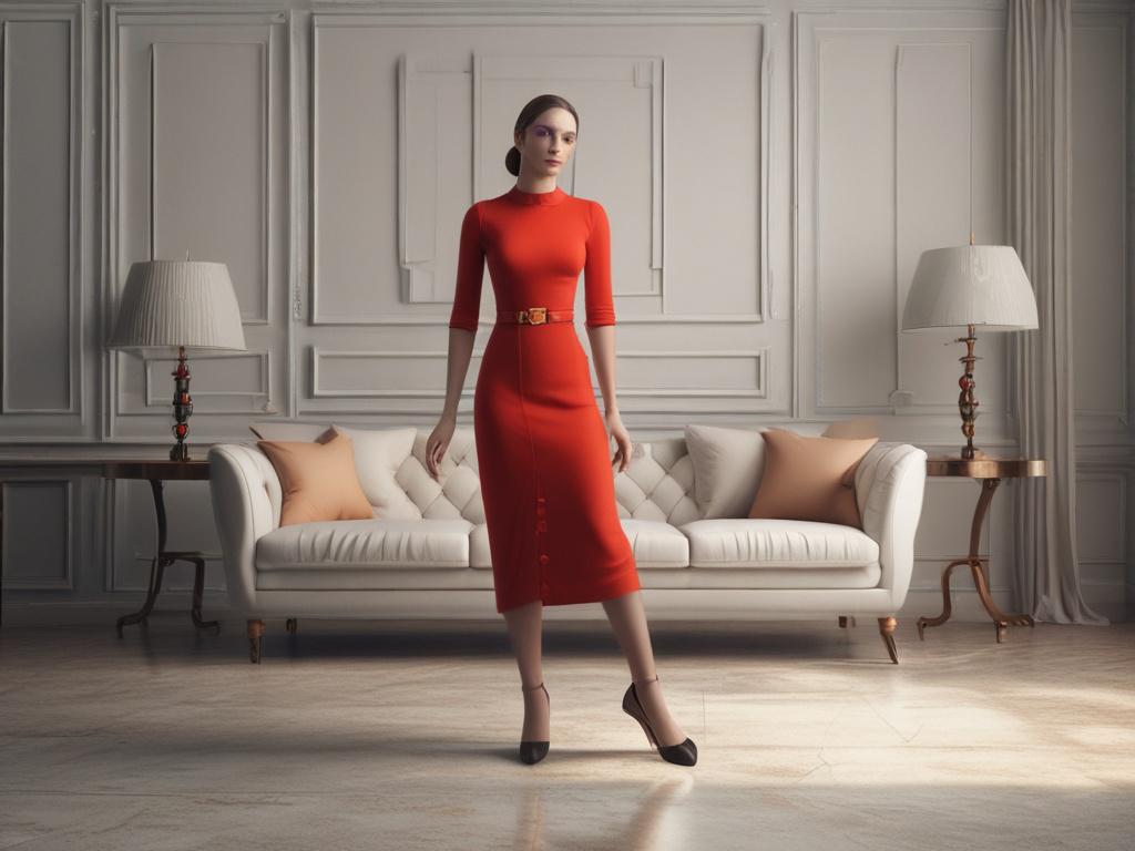 A photorealistic image of a beautiful, elegant woman in a