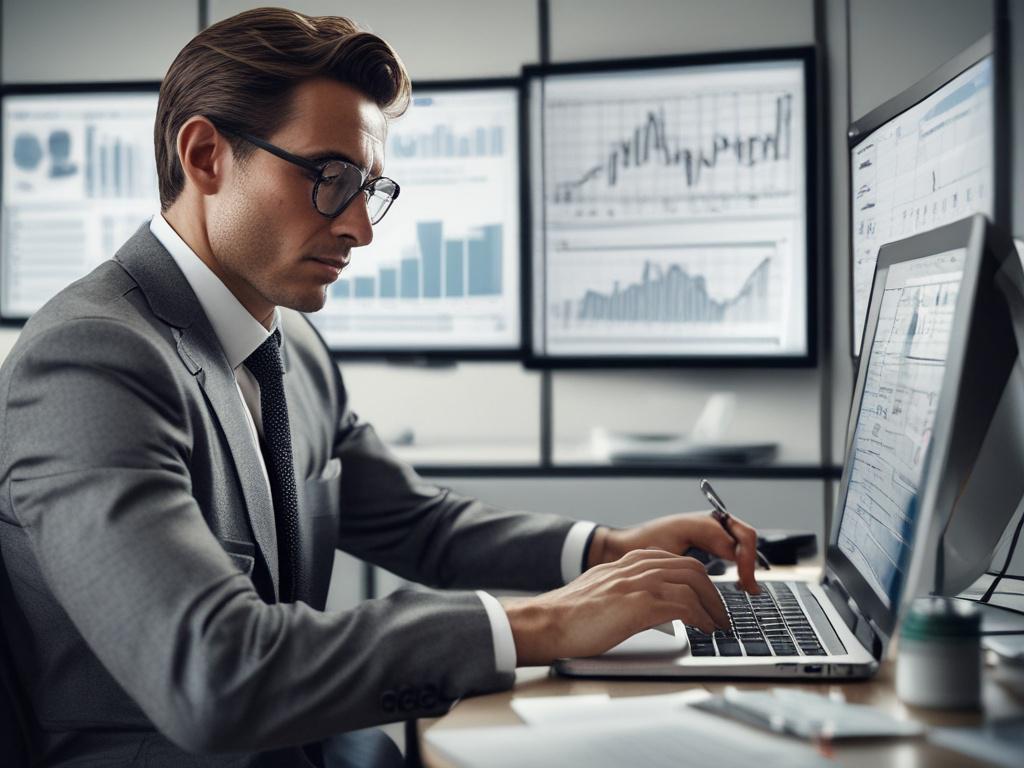 A close up shot of a financial strategist working on