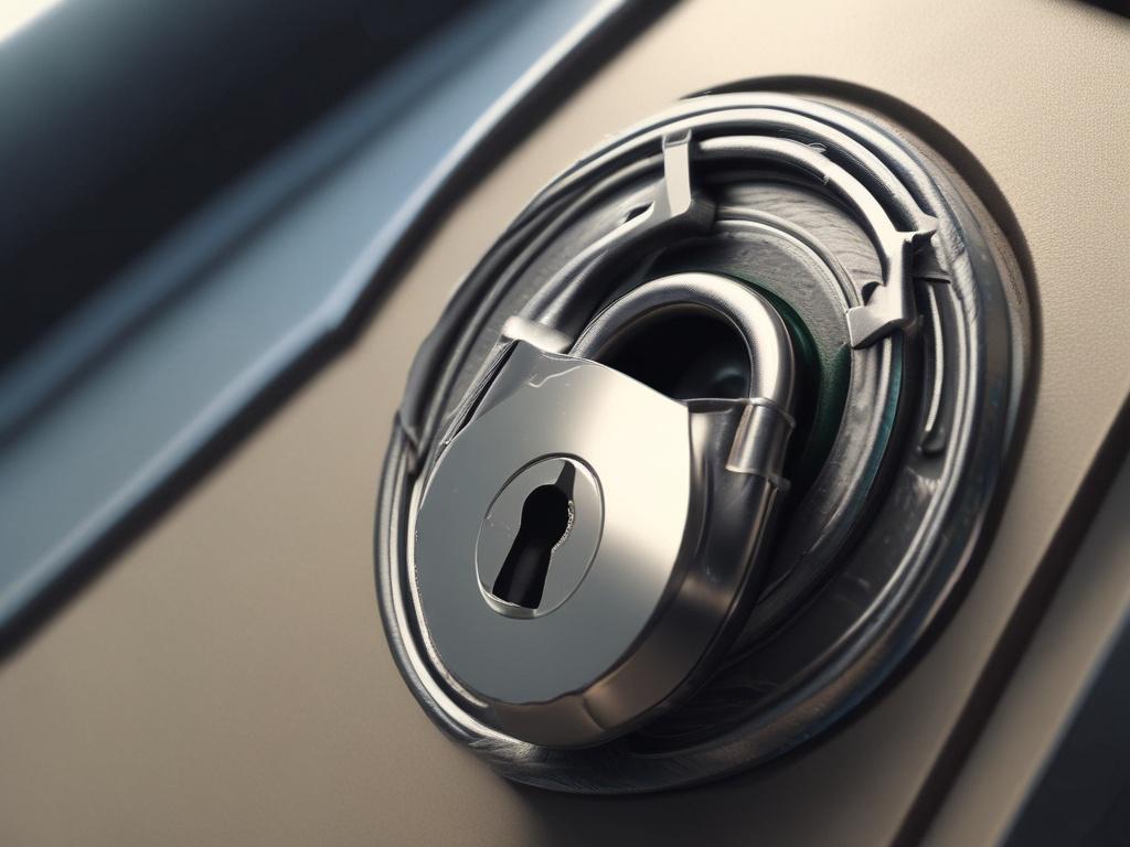 A close-up shot of a secure lock, symbolizing data protection and security. The lock should be made of shiny metal with intricate details, sitting on a smooth, dark surface. The background should be slightly blurred to emphasize the lock, and the lighting should create a dramatic effect, highlighting the features of the lock. The overall color tone should be harmonious with rgb(50, 170, 39), creating a sense of safety and trust.