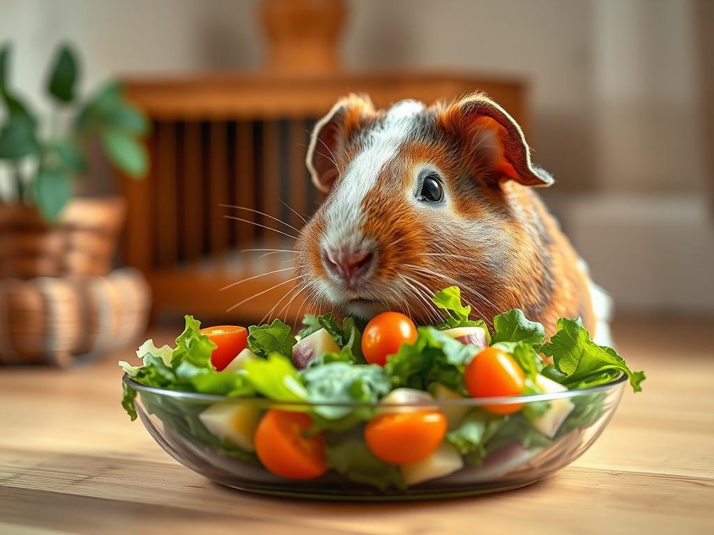 A realistic high resolution image of a guinea pig enjoying