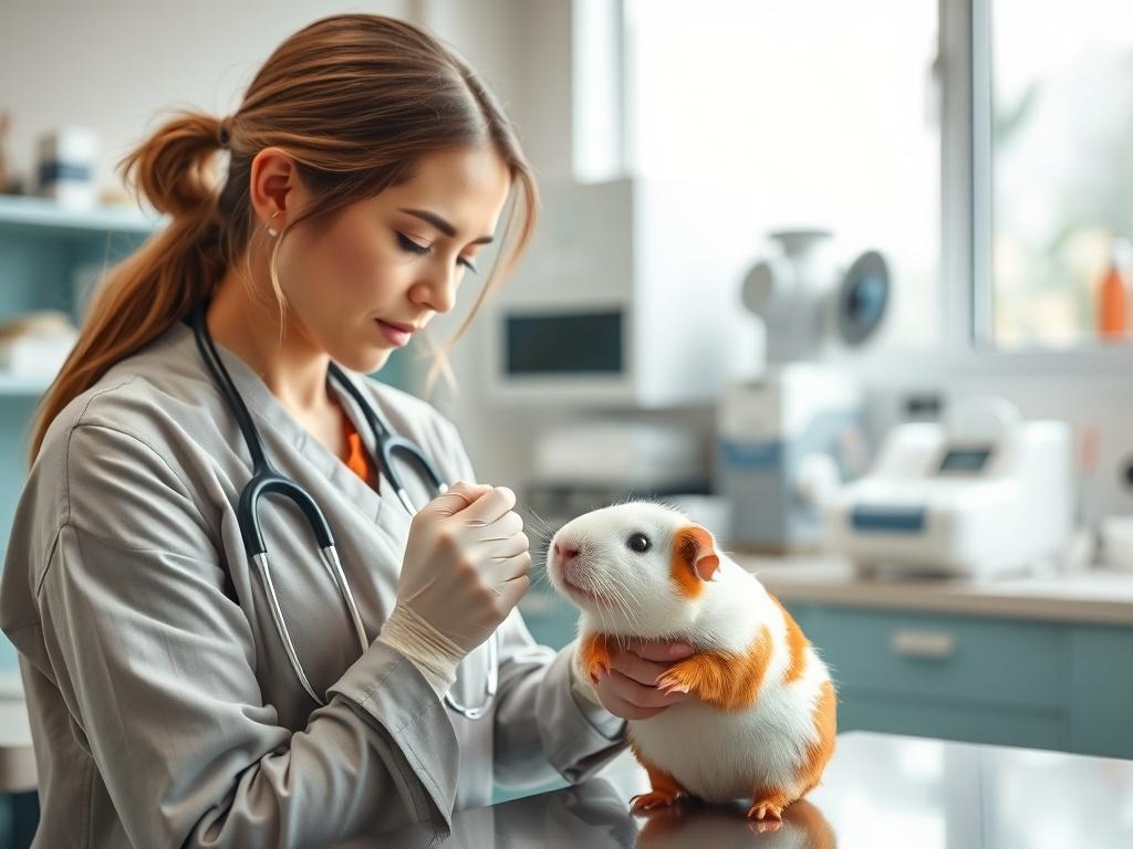 A realistic high resolution image of a veterinarian examining a