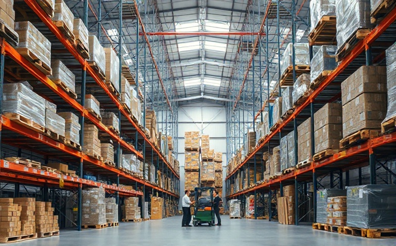 Warehouse interior with organized storage and professional staff