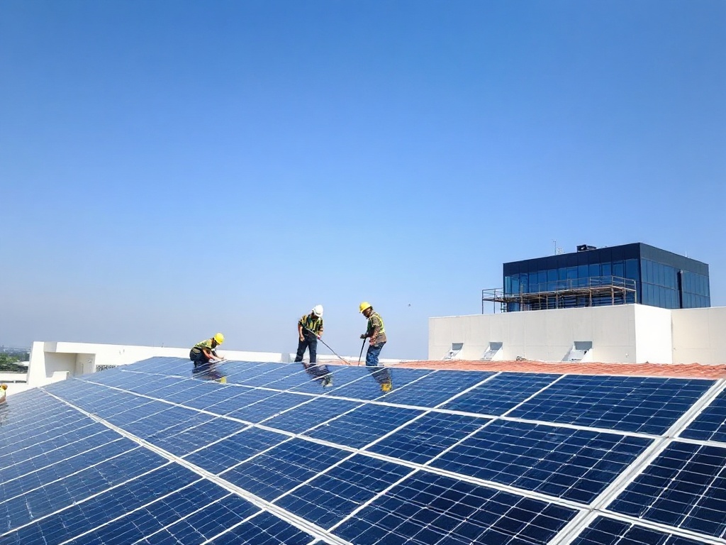 Commercial solar installation on office building