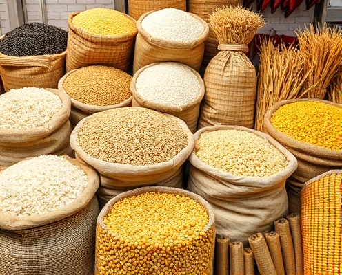 Grains and cereals display